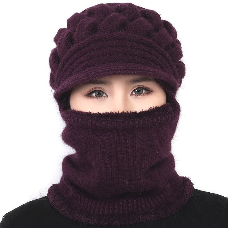 Womens Winter Plush Velvet Hats Thick Windproof Hooded One Size Scarf Hat Neck Warmer: 3 - 5 Days Free Delivery Only UK