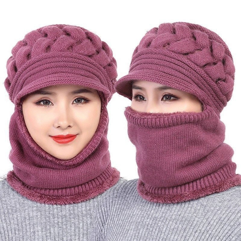 Womens Winter Plush Velvet Hats Thick Windproof Hooded One Size Scarf Hat Neck Warmer: 3 - 5 Days Free Delivery Only UK
