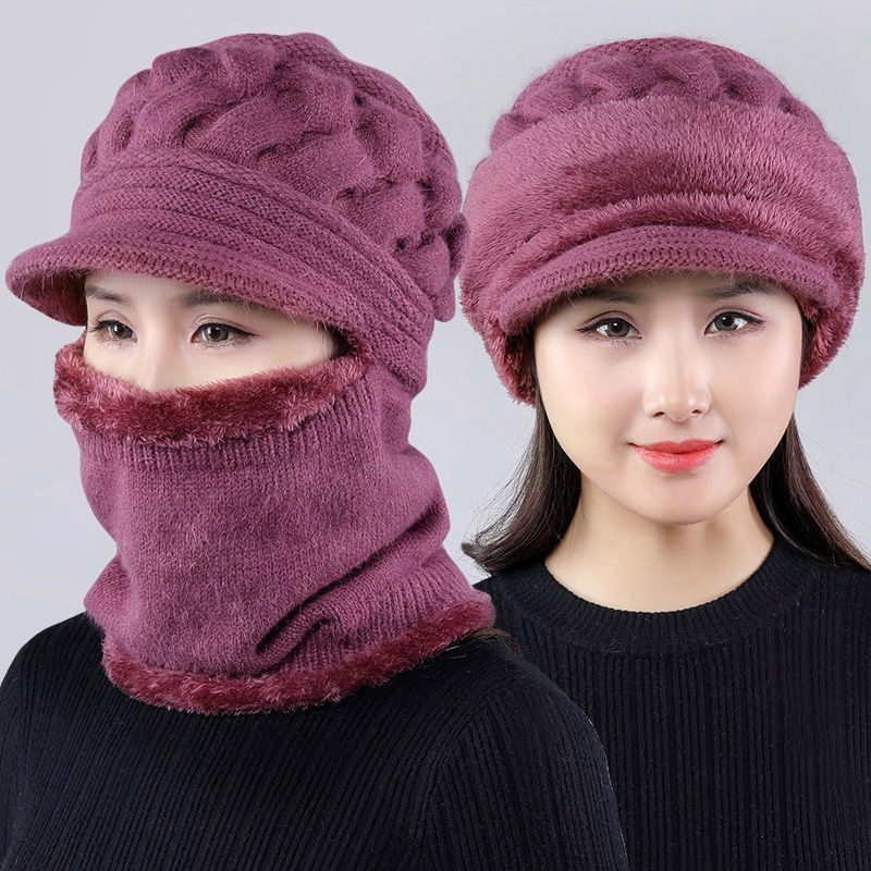 Womens Winter Plush Velvet Hats Thick Windproof Hooded One Size Scarf Hat Neck Warmer: 3 - 5 Days Free Delivery Only UK