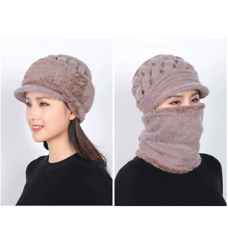 Womens Winter Plush Velvet Hats Thick Windproof Hooded One Size Scarf Hat Neck Warmer: 3 - 5 Days Free Delivery Only UK